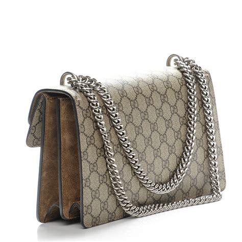 gucci dionysus taupe|Dionysus small shoulder bag in GG Supreme and taupe suede.